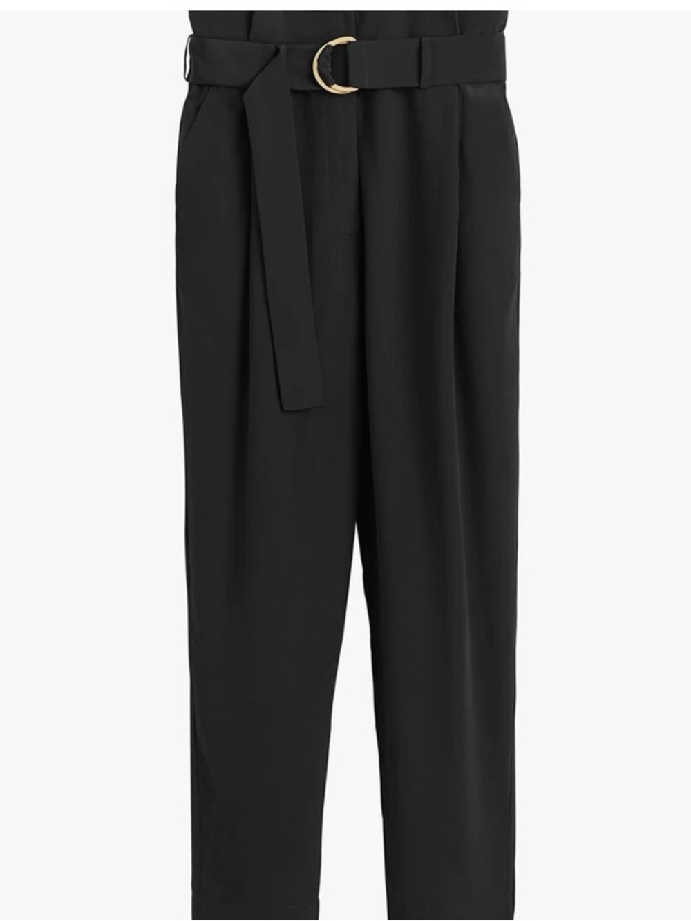 Cuyana Black High-Waist Paperbag Trousers with Belt